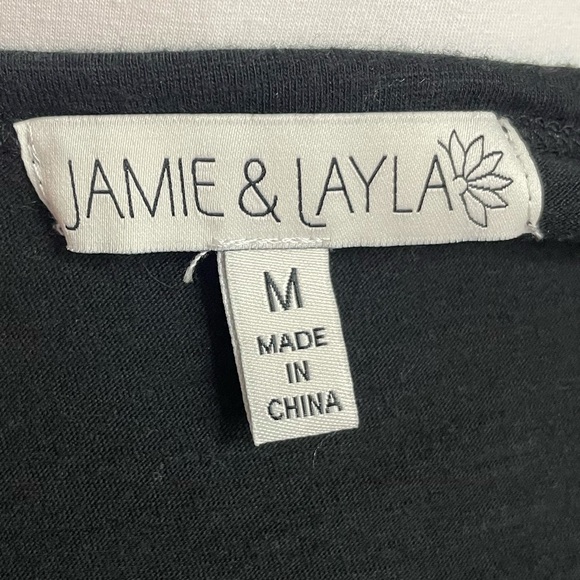 Sz Md Black Serenity Criss Cross V-Neck Top w/ Maroon & Good Lotus 🙏🏼✨ - Picture 6 of 7